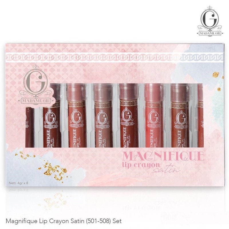 MADAME GIE Magnifique Lip Crayon Satin Indonesia / Primer BB Foundation Loose Powder Lipstick Eyeshadow Blush On Eyeliner Eyebrow Mascara Lipstick Matte Gloss Balm Kutek Facial Wash Toner Essence Serum Sunscreen Moisturizer Cream Mask Masker Lipill Paket