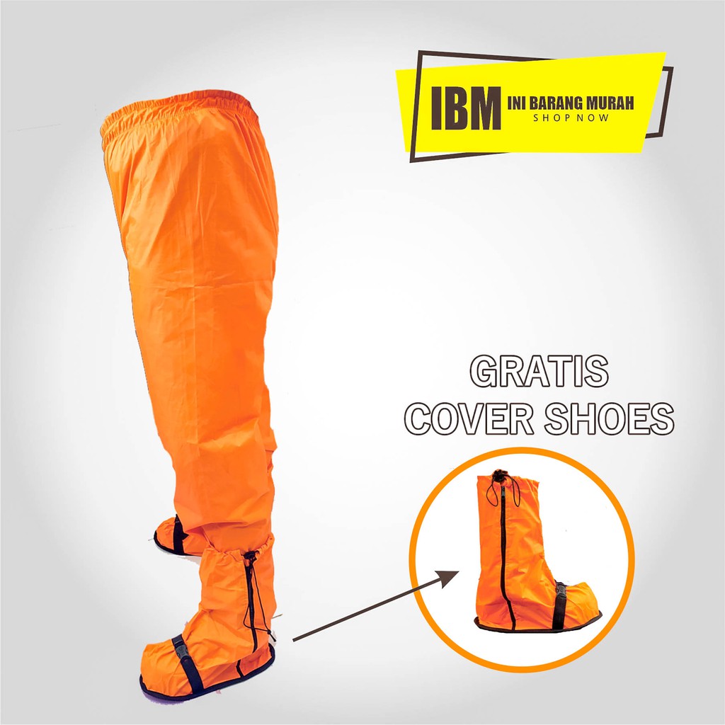 JAS HUJAN BAJU-CELANA ORANGE/RAINGARD OKINAWA ORANGE STELAN BONUS COVER SHOES HUJAN
