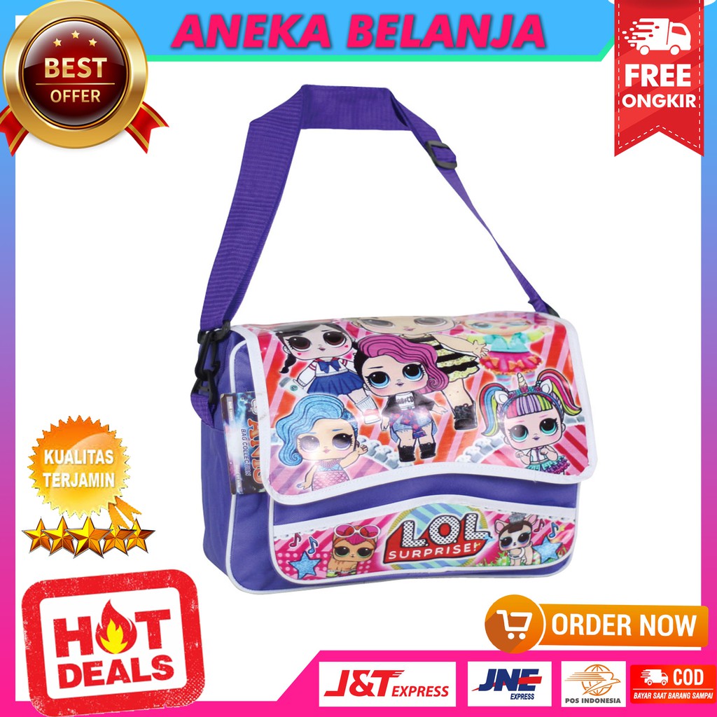 Backpack Anak Cewek 2 in 1 Terbaru Fashionable Berkualitas Gambar Kartun LOL Lucu Multifungsi Murah