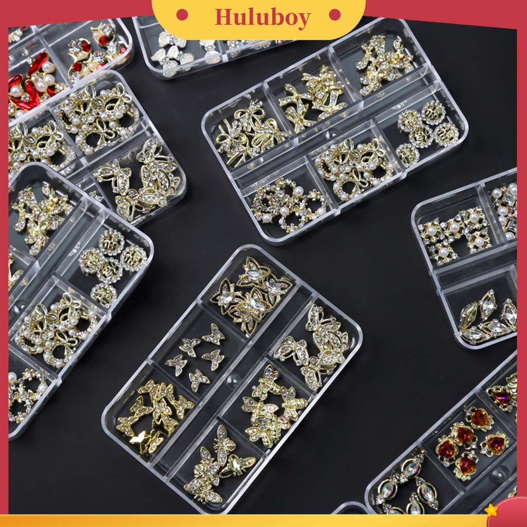 Huluboy Huluboy♡ Aksesoris Perhiasan Berlian Imitasi Bentuk Kupu-Kupu Bintang Bahan Alloy Untuk Dekorasi Manicure Nail Art