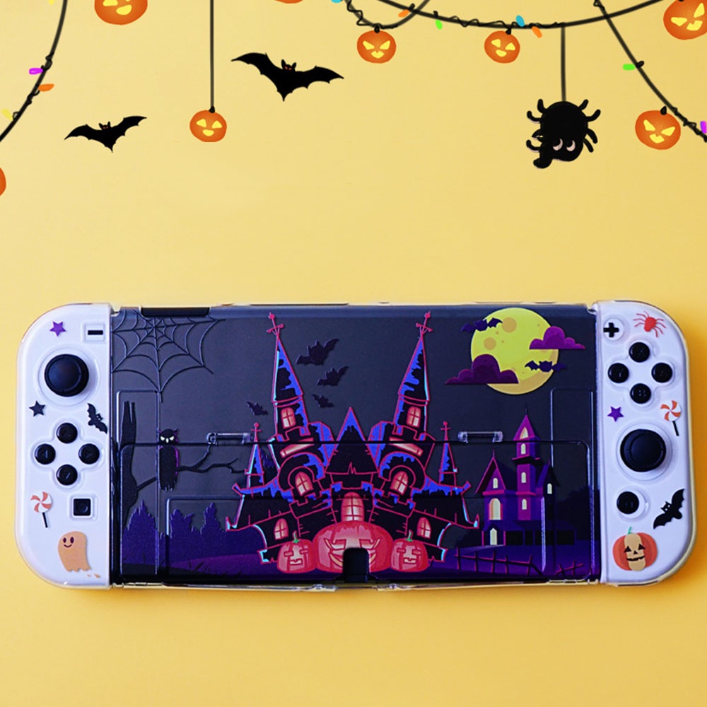 Hard Case Pelindung Joy-Con Nintendo Switch V1 V2 Bahan Silica Gel Motif Hantu Halloween