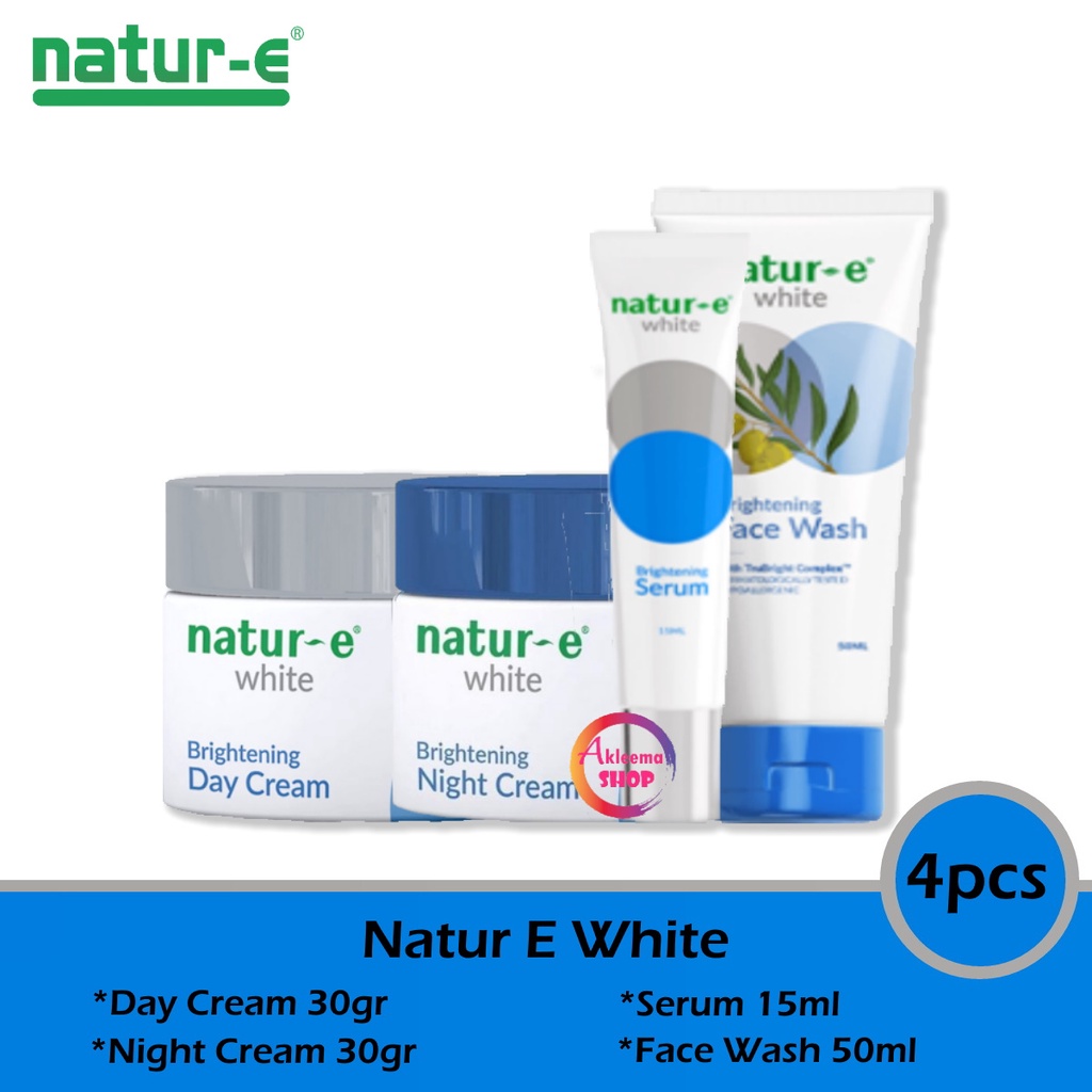 Paket Natur-E White Brightening (Day Cream 30gr+Night Cream 30gr+Face Wash 50ml+Serum 15ml) 4pcs