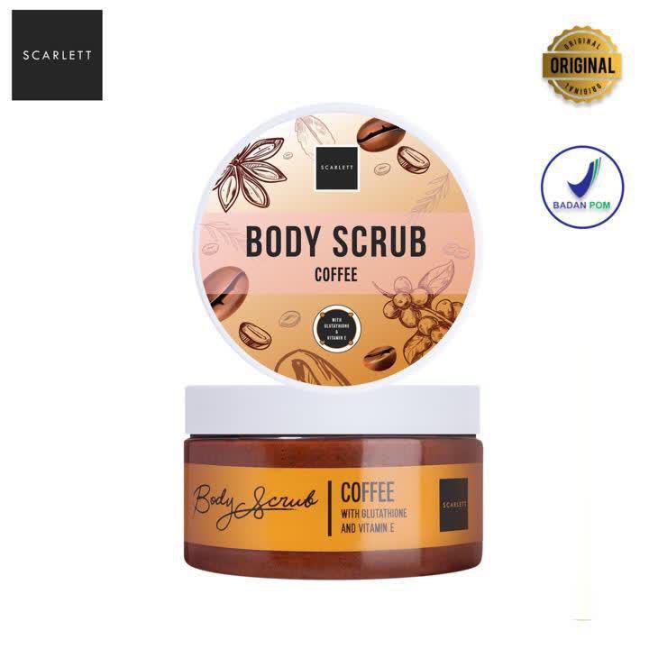 LULUR BADAN SCARLETT WHITENING BODY SCRUB ORIGINAL BPOM - COFFEE - ROMANSA - POMEGRANTE - SCARLET