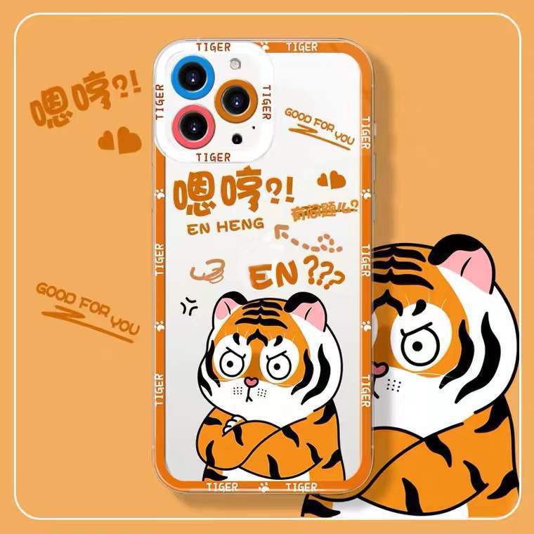 Soft Case Silikon TPU Transparan Motif Harimau Untuk IPhone 13 12 Mini 11 Pro X XR XS Max SE 2020 6 6S 7 8 Plus