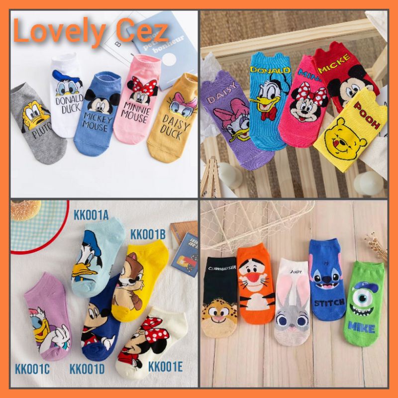 Kaos Kaki Karakter Disney Mickey Minnie Pluto Donald Daisy Stitch