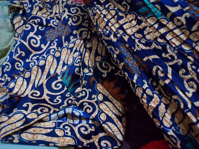 Couple Batik Kenanga Navy/ Rok Prisket Dan Hem
