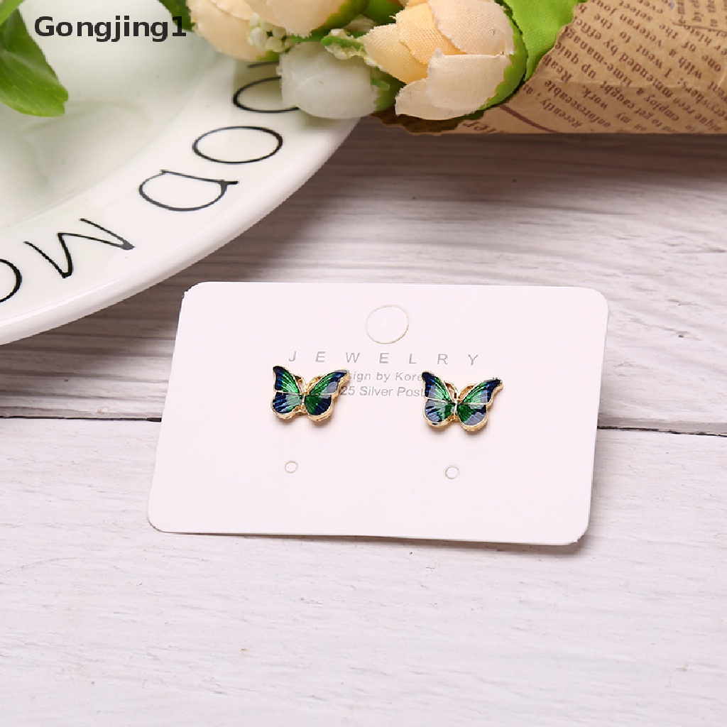 Gongjing1 Bros Kupu-Kupu Enamel Warna Hijau Gaya Vintage Butterfly