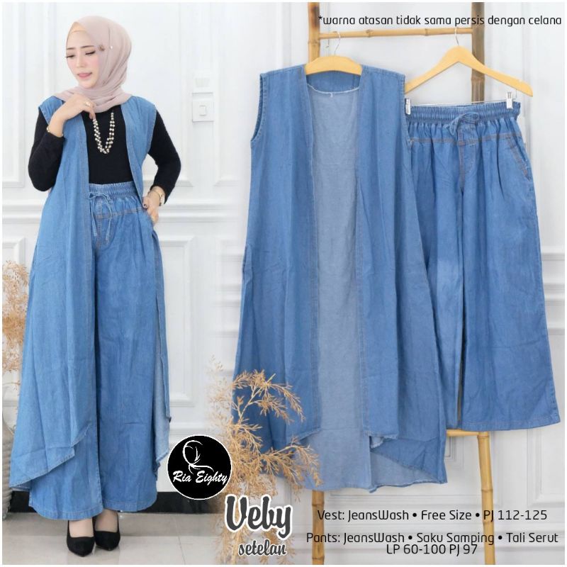 Setelan veby*Hiromi set kulot*set wanita jeanswash