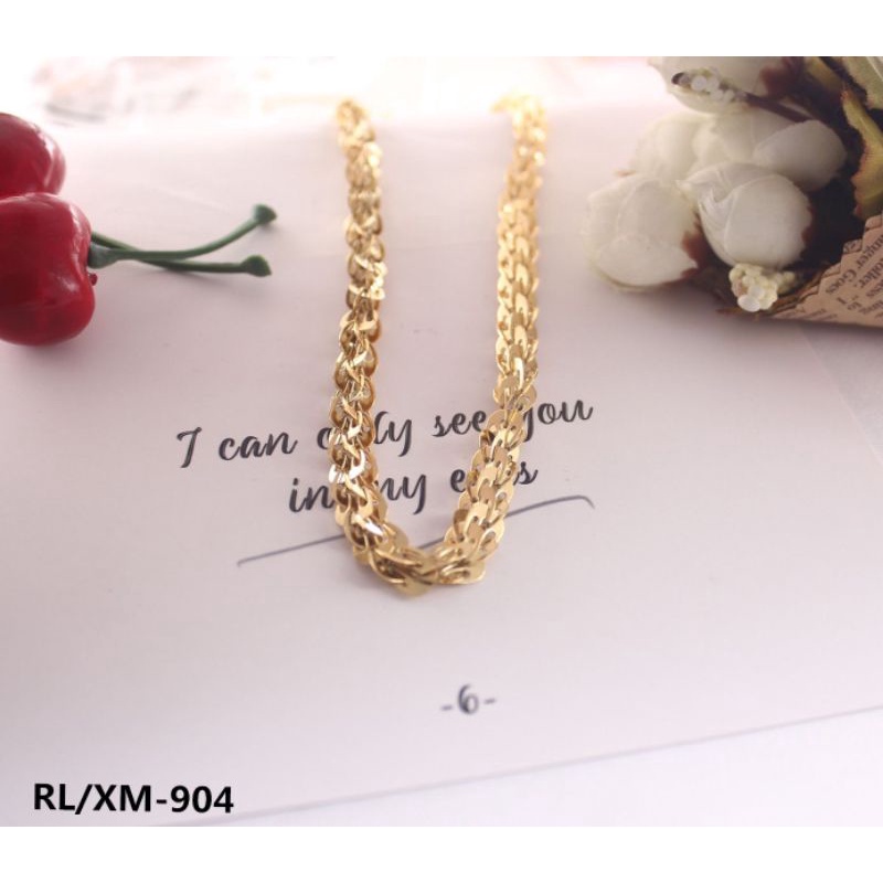 Kalung titanium rantai polos perhiasan fashion 904 373