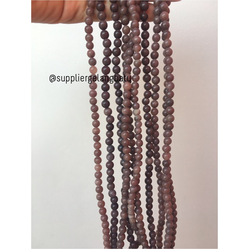 bahan gelang kalung batu Brown sand agate 6mm akik pasir coklat diy aksesoris craft beads supplier