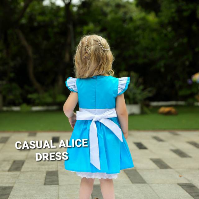 DRESS CASUAL ANAK ALICE / KOSTUM ANAK IMPORT / DRESS BIRU ANAK PEREMPUAN BAHAN TEBAL BAGUS