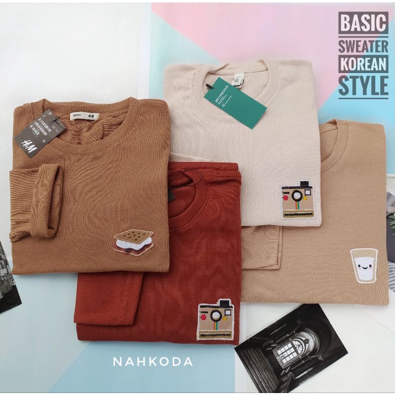 KAOS RIB PREMIUM LENGAN PANJANG WANITA / KAOS PATCH BORDIR