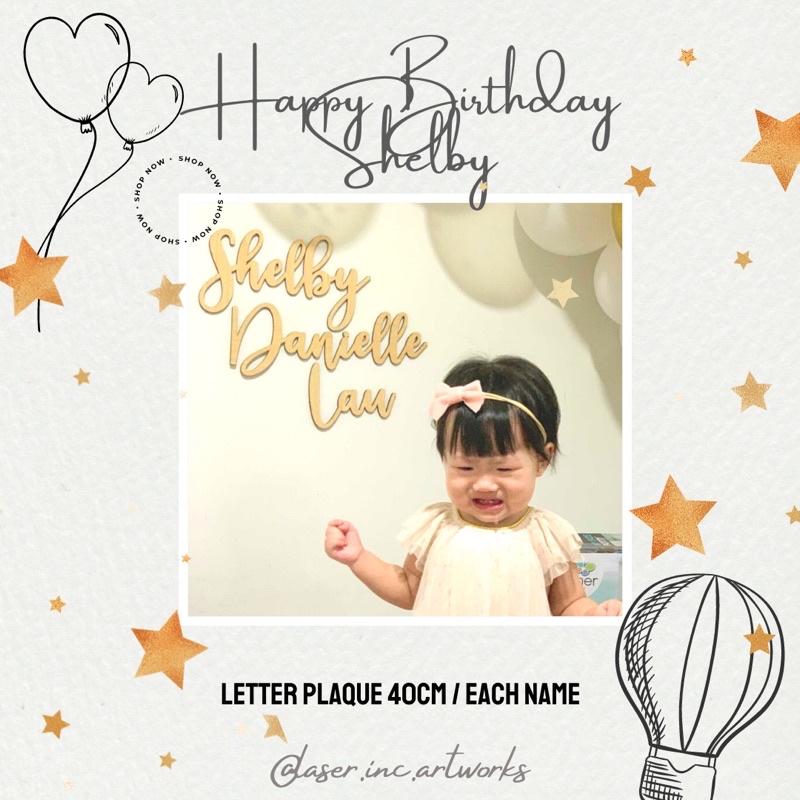 Backdrop Nama 3 kata | Letter Plaque Three Words | Birthday Party | Ulang Tahun | Custom Nama