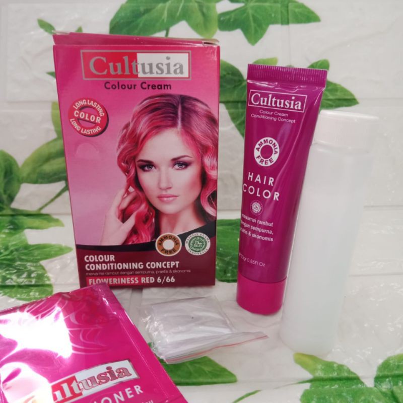 CULTUSIA COLOUR CREAM  FLOWERINESS RED 6/66 30GR CAT PEWARNA HIGHLIGHT  RAMBUT MERAH