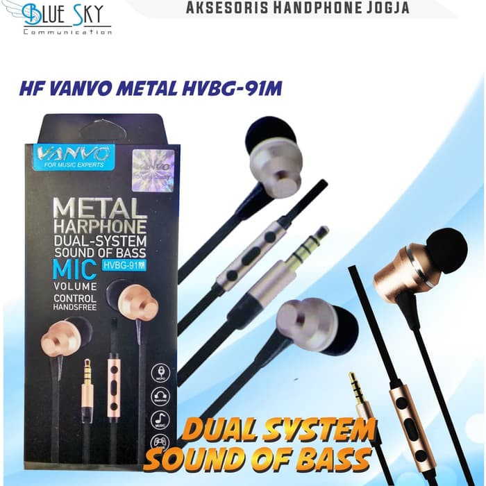 HANDSFREE HEADSET EARPHONE VANVO METAL HVBG-91M