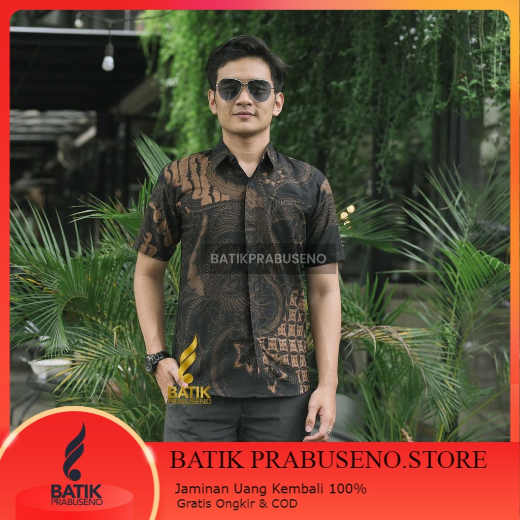SAHARSA KEMEJA BATIK PRIA LENGAN PENDEK SLIM FIT SLIMFIT ORIGINAL ORI ASLI PRABUSENO  JUMBO MODERN P