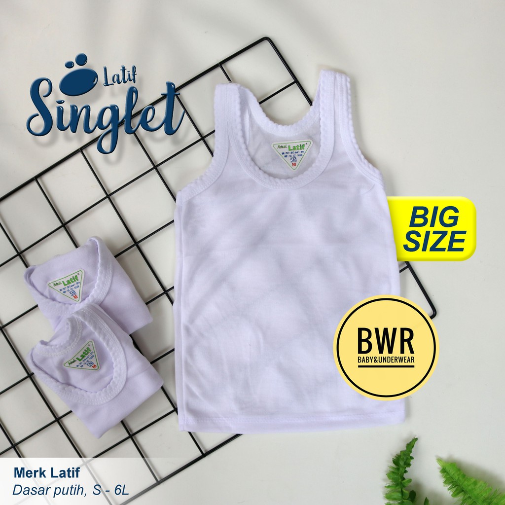 Singlet LATIF Putih JUMBO [ II A1 - H1 ] Kaos Dalam Singlet Anak Latif Putih Big Size - Bwr