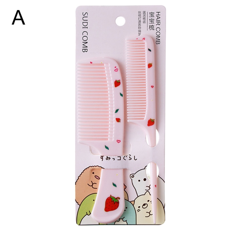 Zzz 2pcs / set Sisir Rambut Anak Perempuan Motif Kartun Buah Bahan Plastik Anti Statis