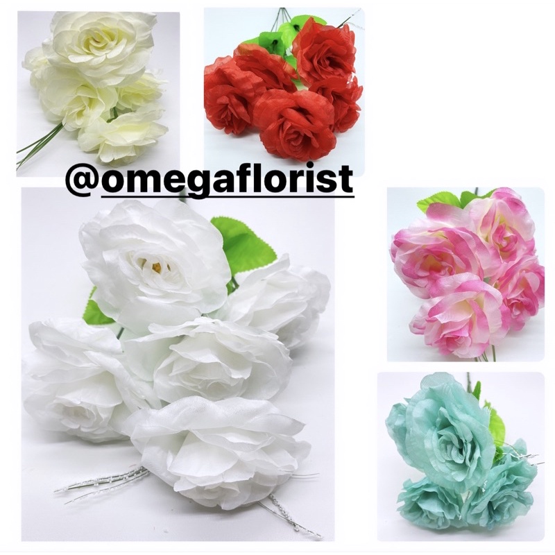 Rose belanda X5 Bunga Artificial/Bunga Plastik/Bunga Dekorasi/Dekorasi Pernikahan/Pernikahan