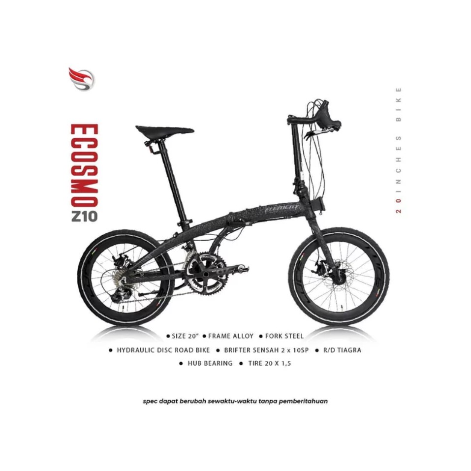 SEPEDA LIPAT ELEMENT ECOSMO Z10 BLACK CORAL LIMITED EDITION