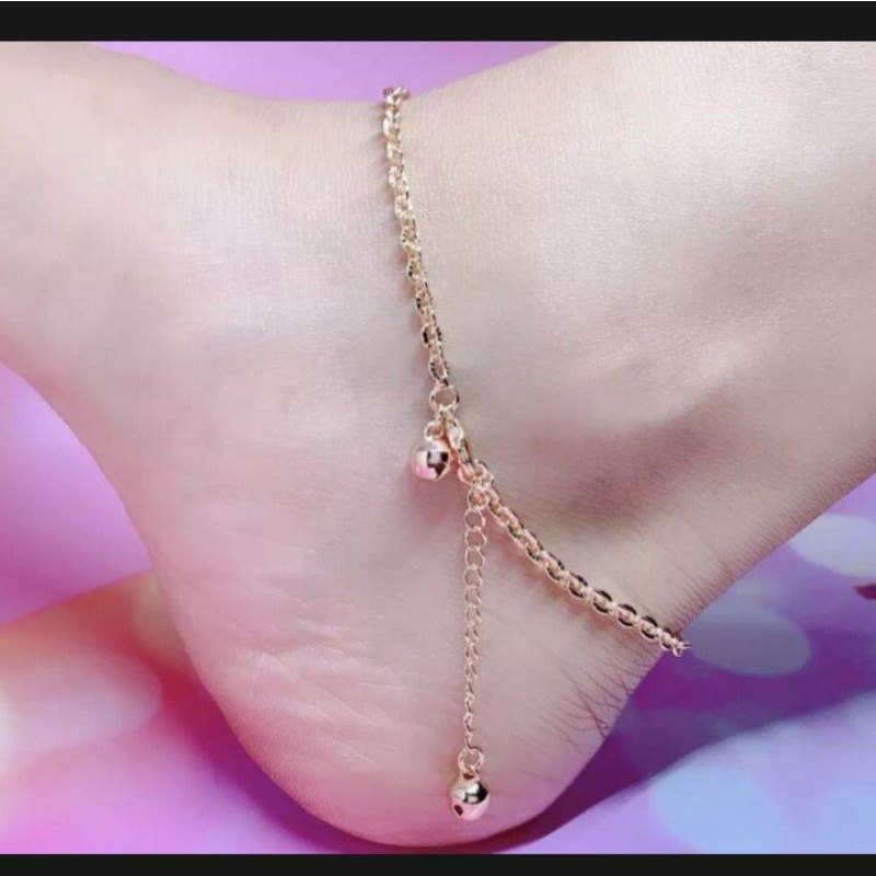 gelang kaki Nuri 08,gelang kaki mirip mas asli,gelang titanium berlapis emas 24 k