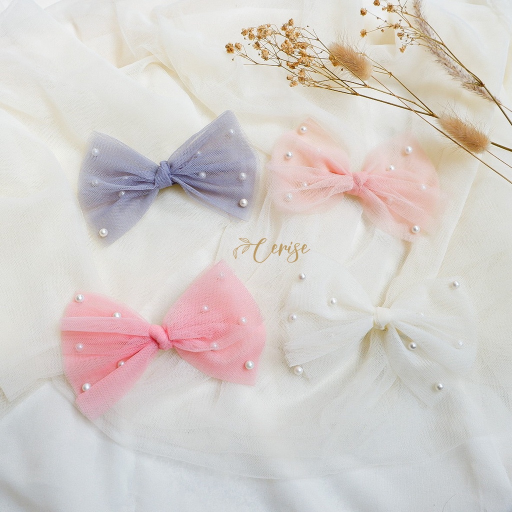 Fairysh Hairpin | Jepit rambut pita tile mutiara korea untuk anak dan wanita dewasa cantik manis