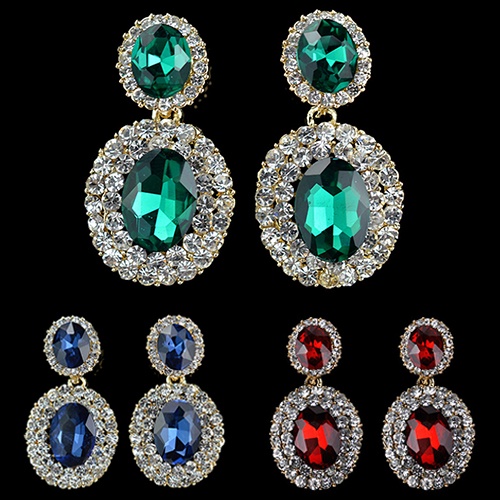 Hu Hu Hu Hu Hu Alat Bantu Pasang Kacamata♡ Anting Tusuk Gantung Bentuk Oval Geometri Hias Berlian Imitasi Gaya Vintagemewah Untuk Wanita