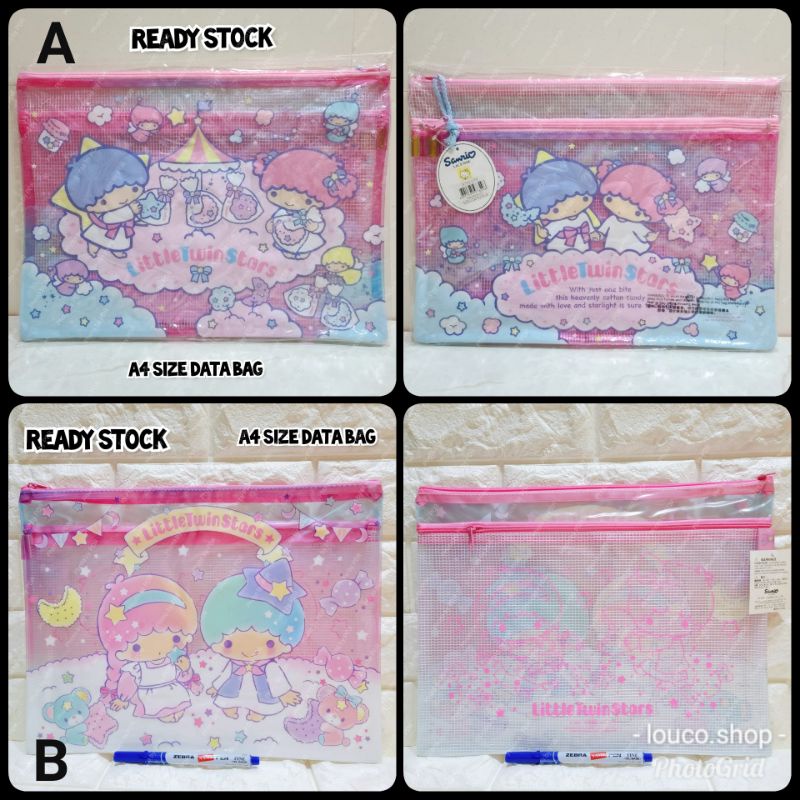 

Data Bag Zipper A4 / Tempat Dokumen Serbaguna Ada Resleting Zipper Sanrio Karakter Little Twin Stars
