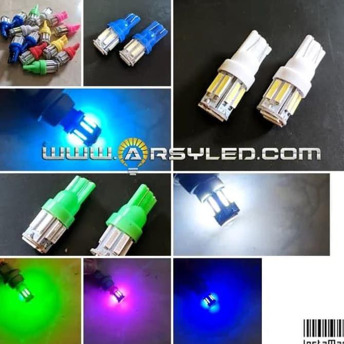 Lampu LED T10 7014 7020 10 TITIK Senja Sein Mundur Motor Mobil AC DC - Putih