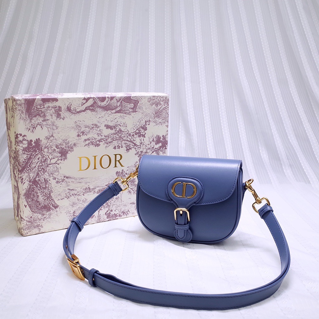 premium tas medium CD bobby bag Denim Blue Box Calfskin