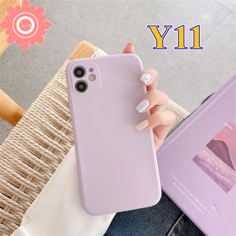 Straight Cube Case Vivo Y12 Y17 Y15 Y11 Y12i Y12S Y50 Y30 Y30i Y20 Y20i Y20S Solid Color Simple Soft TPU Phone Cover