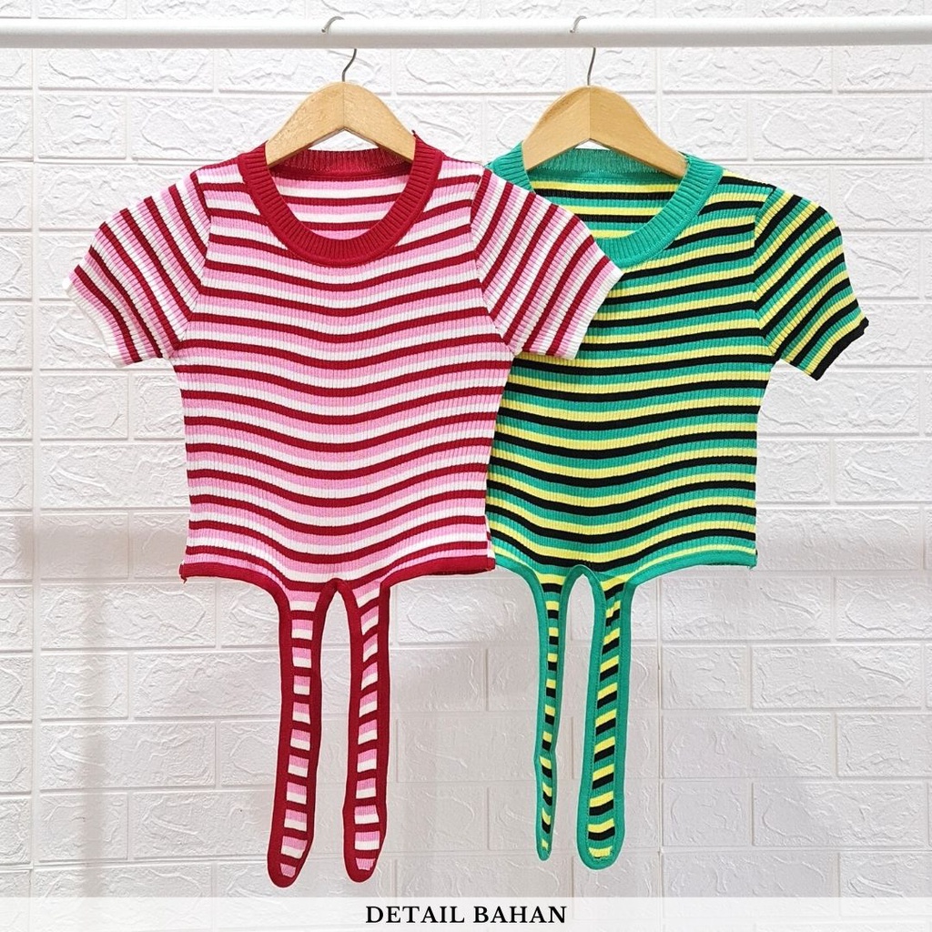 2214 tied stripe crop