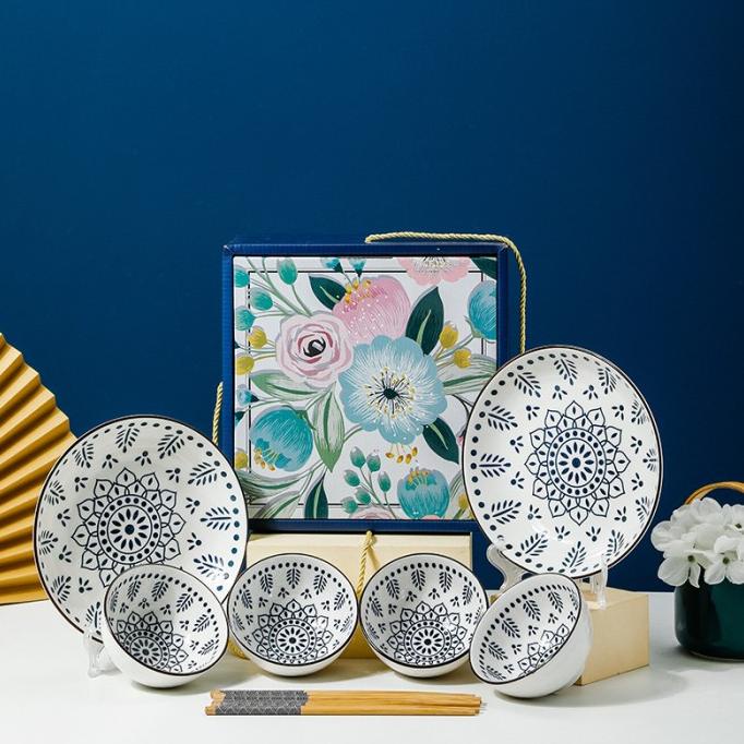 

DINNERWARE BLUE FLOWER GIFT BOX /WEDDING GIFT SET / HAMPERS ISI 10PC SDG46849E