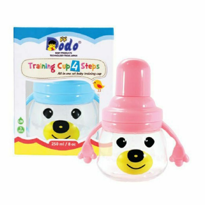 1 Set Dodo Training Cup 300ml 4 Step | Ninio Training Cup 3 Steps | BPA Free Non Toxic | Set Botol Minum Bayi 4 Tingkat 3m+