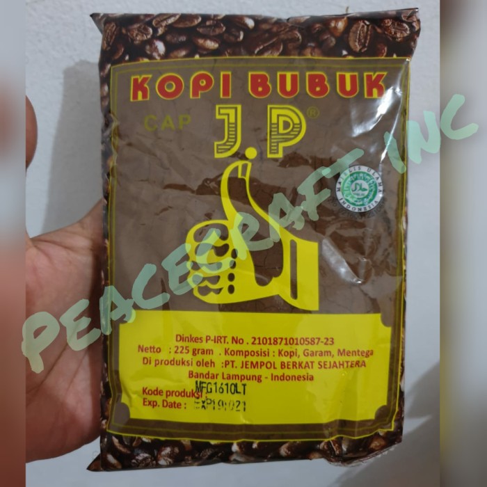 

KOPI BUBUK CAP J.P (Produksi PT JEMPOL BERKAT SEJAHTERA) BANDAR LAMPUNG 225 Gram