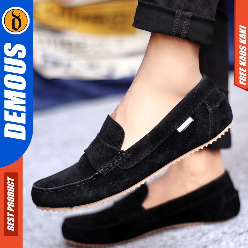 DEMOUS CELTIK - Sepatu Slip On Casual Hitam Pria