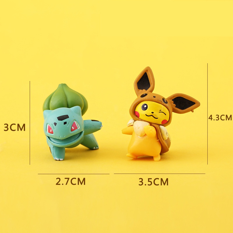 8 Pack / Set Mainan Action Figure Pokemon Pikachu Bahan Pvc Untuk Hiasan Kue