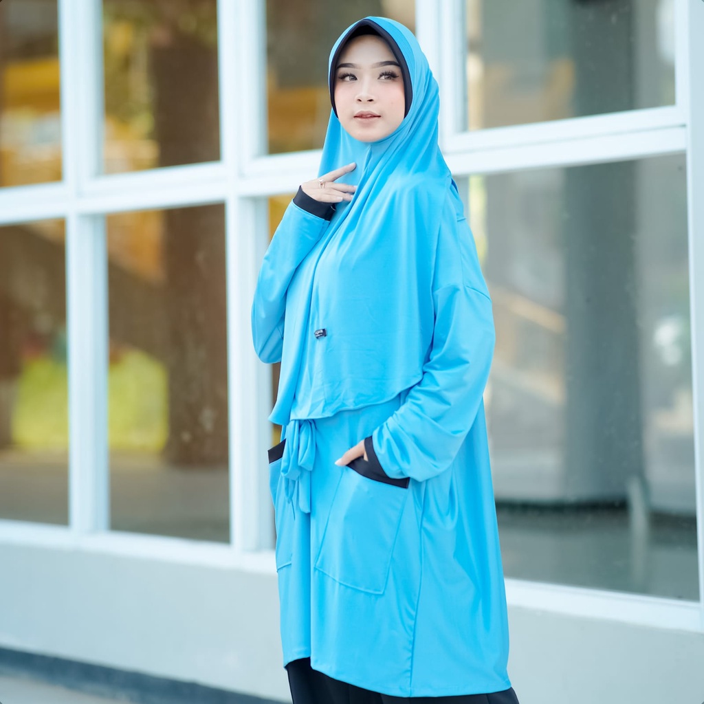 sansanhijab Hijab Syar’i Cleo Cardigan Ped – Cardigan Panjang dengan Desain Dinamis dan Elegan