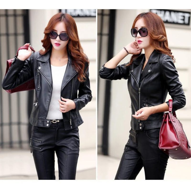 jaket kulit wanita leather PU import Virna import