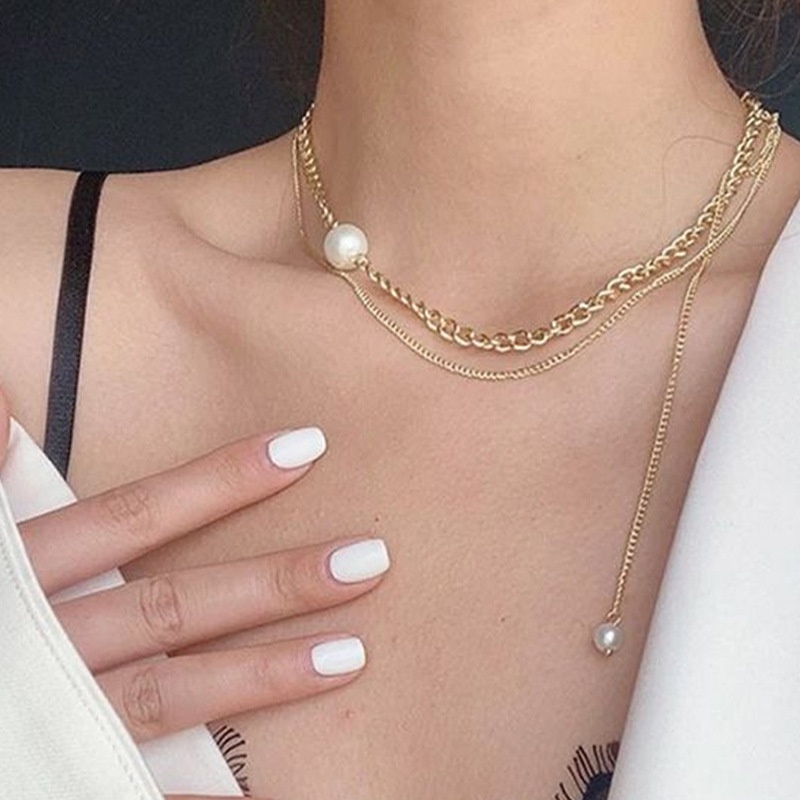 2020 baru online influencer kalung wanita kalung Korea Mutiara kepribadian sederhana rantai pendek n