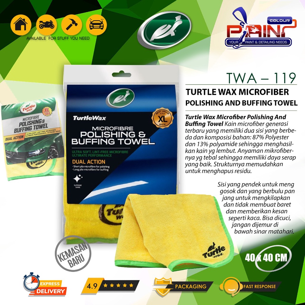 Turtle Wax Microfiber Polishing And Buffing Towel 40x40 cm 1 Pcs TWA-119