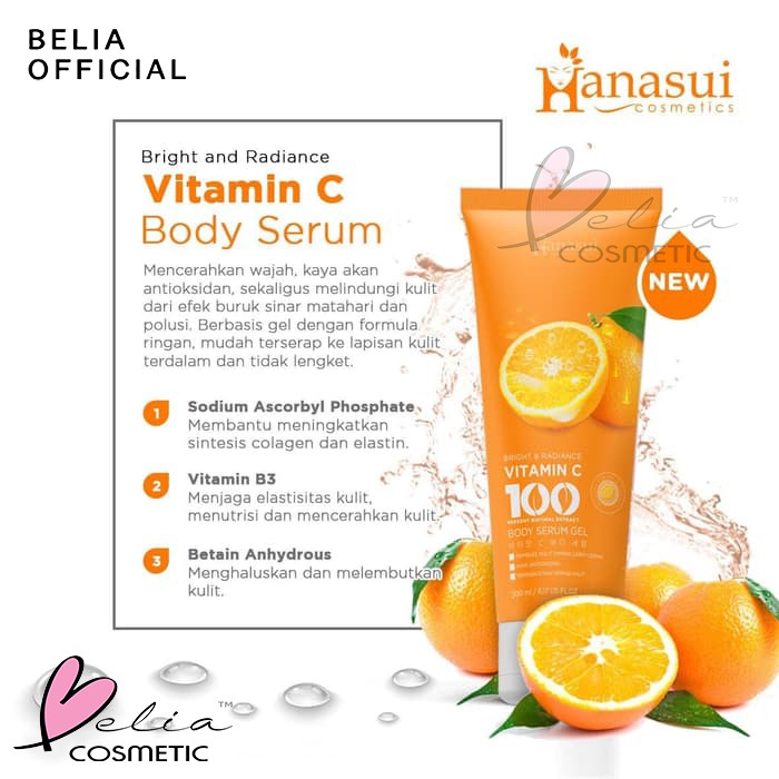 ❤ BELIA ❤ HANASUI (✔️BPOM) Body Serum Gel 200mL | Aloe Vera Vit C Sakura gel tubuh