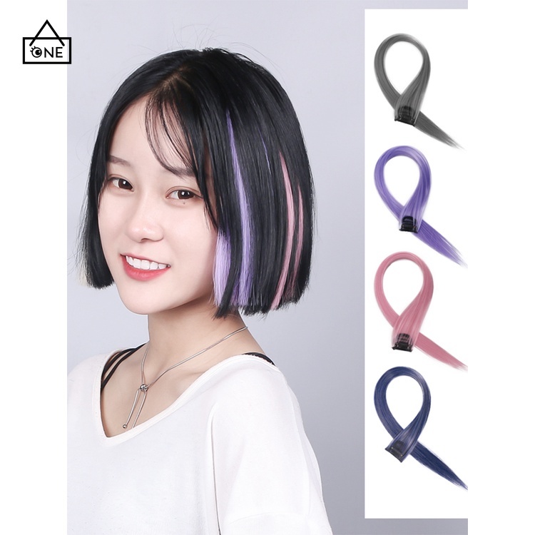 COD Fashion Wanita Warna-warni Potongan Wig Mulus Panjang Rambut Lurus dengan Klip Rambut Hair Accessories A one