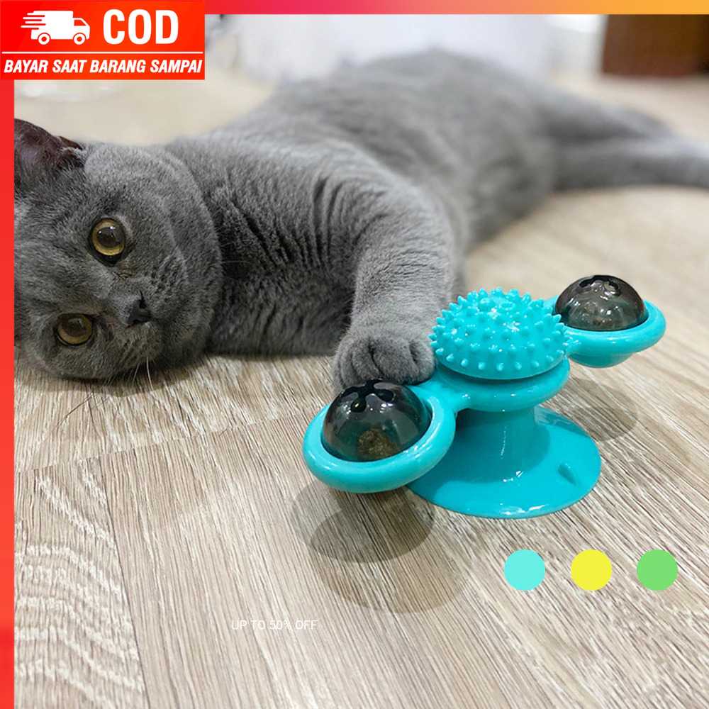 (100% BARANG ORI) Mainan Kucing Cat Windmill Toy Catnip Ball Teeth - SR9