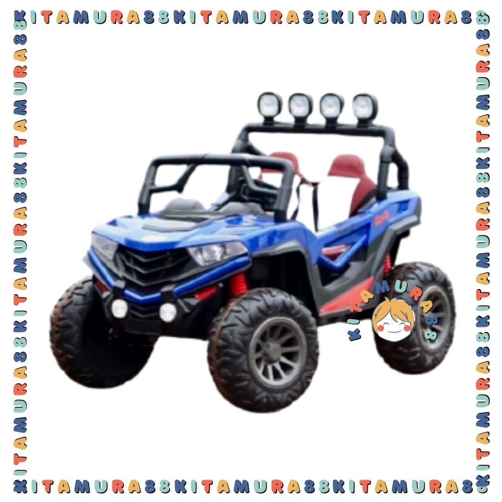 MAINAN ANAK/MAENAN MOBIL JEEP OFF ROAD AKI/YUKITA 90 MONSTER ADA REMOTE BAN KARET 12 VOLT 10 AH UKURAN BESAR