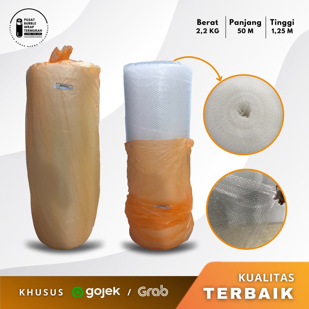 

[PROMO] Bubble Wrap Roll Bening Berat 2,2Kg Ukuran 1,25M X 50M Bungkus Oren Kualitas Bagus Murah dan Tebal