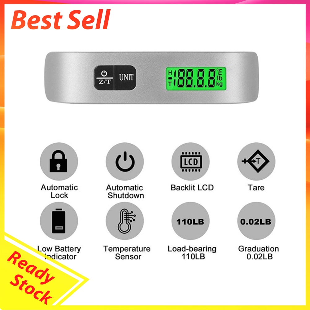 50kg LCD Digital Electronic Luggage Scale Portable Suitcase Hanging Weight