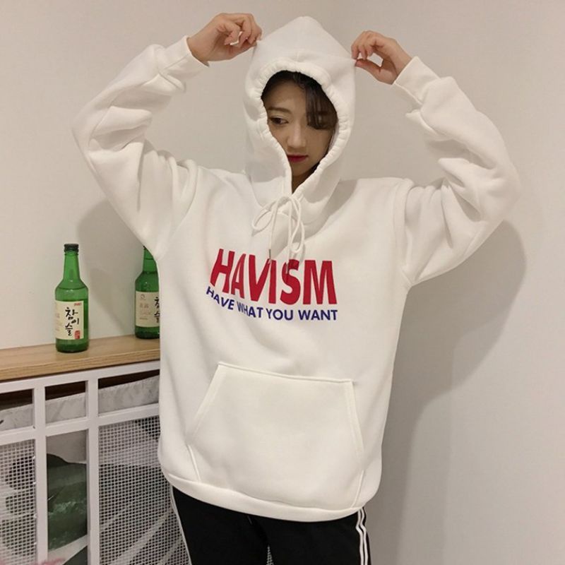 Sweater Pria&Wanita Unisex Hoodie HAVISM Bahan Fleece Tebal