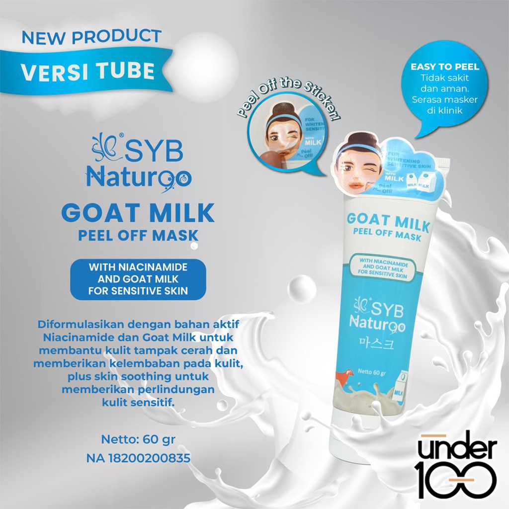 ❤ UNDER 100 ❤ SYB NATUR90 Peel Off Mask Goat milk | Diamond | Gold | Charcoal TUBE Naturgo (✔BPOM) 60g