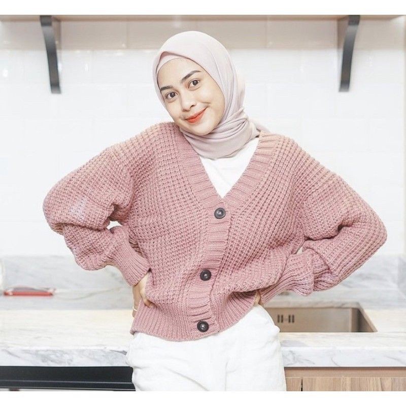 Olivia Cardi Crop / Cardigan Rajut Olivia Wanita / Bahan 100 % Rajut Asli